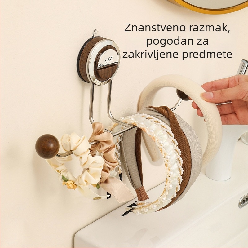 Stalak za gumice za kosu sa usisnom čašom, ne zahtijeva bušenje, 1 razina, nehrđajući čelik, za kupaonicu i kuhinju