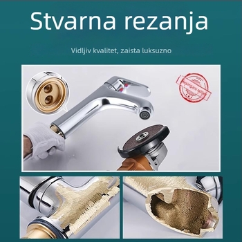 Bakrena slavina za umivaonik, miješalna slavina, podizni mehanizam, keramički disk ventila, kromirana površina