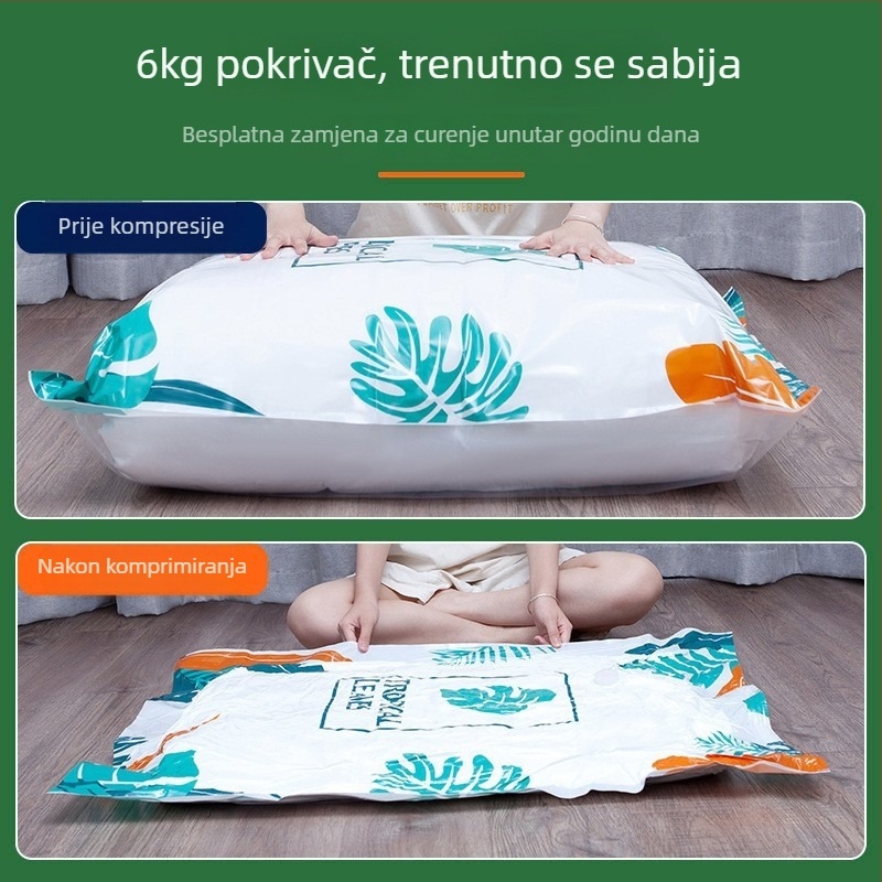 Vakuumska vreća za odlaganje odjeće – ojačana, proširena, s usisavanjem zraka, pumpa uključena, od kompozitnih materijala