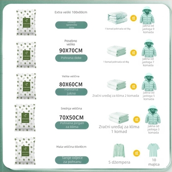 Vakuumska torba za odjeću i pokrivače – deblja, usisni tip, PA+PE materijal, bez pumpe, paket 150 kom