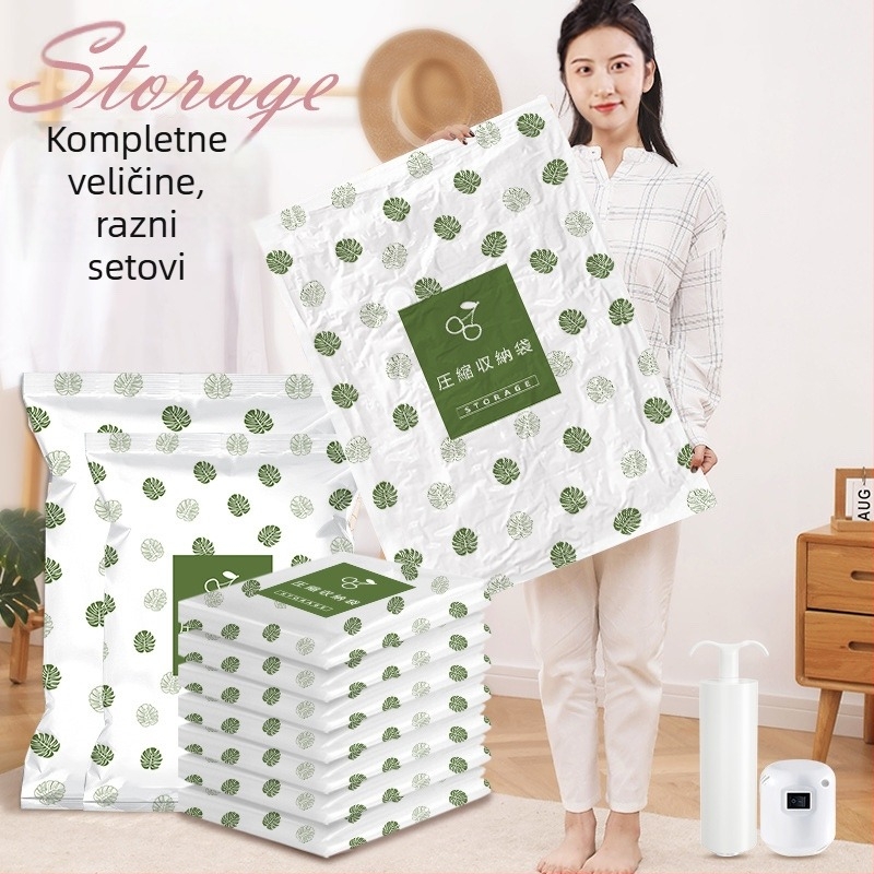 Vakuumska torba za odjeću i pokrivače – deblja, usisni tip, PA+PE materijal, bez pumpe, paket 150 kom