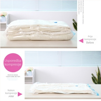 Vakuumska vreća za odjeću i prekrivač, prozirna, usisni tip, s pumpom, model C0012, materijal PA + PE