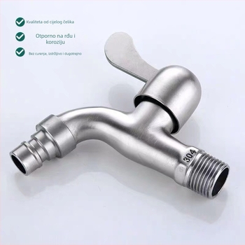 Ugradni slavine od nehrđajućeg čelika 304, Leverton 14572 – brušeni završetak, ugradnja u zid, 0–90°C, tlak 0,8 MPa, promjer sjedala 20 mm