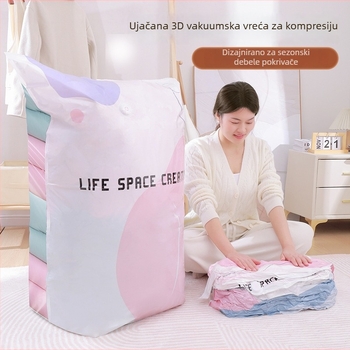 Vakuumska kompresijska torba za odjeću i ćebe – trodimenzionalni dizajn; bez pumpe; sjedeći tip kompresije; PA+PE materijal; model 1314.