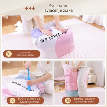 Vakuumska kompresijska torba za odjeću i ćebe – trodimenzionalni dizajn; bez pumpe; sjedeći tip kompresije; PA+PE materijal; model 1314.