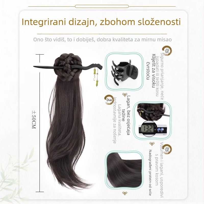 Perika s repom u novom kineskom stilu za žene, vlakna otporna na toplinu, nije za bojanje, marka Strange, model Gfym ponytail