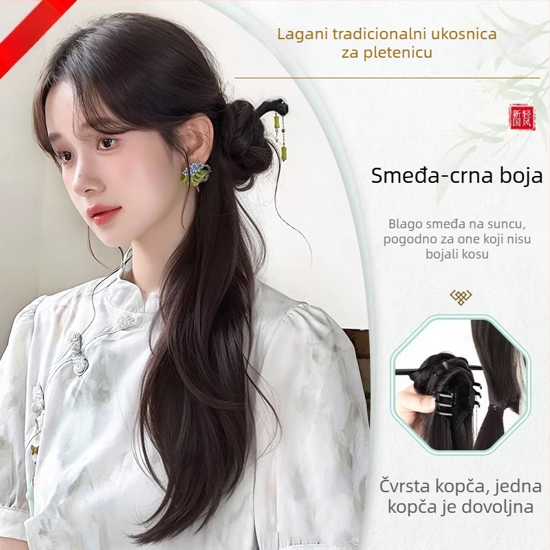 Perika s repom u novom kineskom stilu za žene, vlakna otporna na toplinu, nije za bojanje, marka Strange, model Gfym ponytail