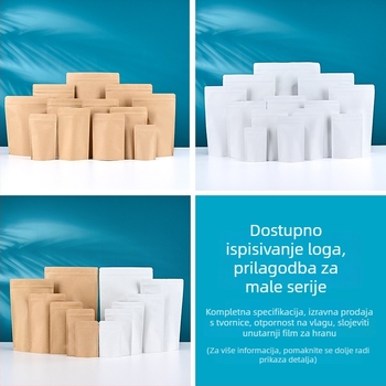 Torba od aluminiziranog kraft papira, samostojeća s ZIP zatvaračem, vakuumskim zatvaranjem, opće pakiranje hrane (čaj, suho meso)