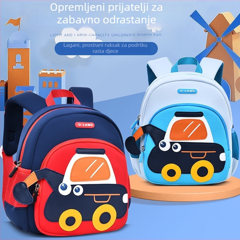 Olang dječji ruksak s motivom bagra, prozračan i vodootporan poliester, ultra lagan, antibakterijski, zakrivljene naramenice