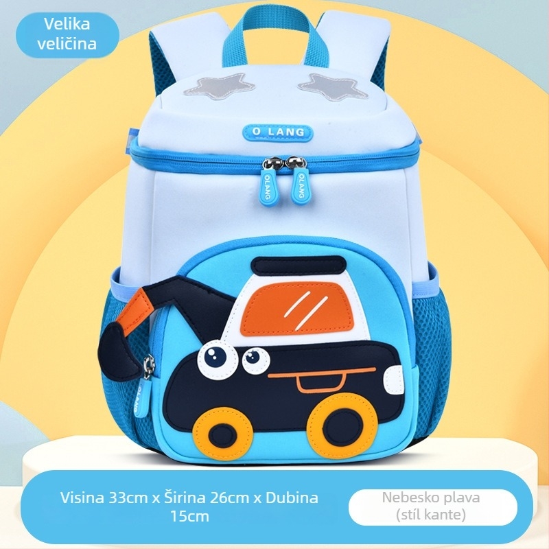 Olang dječji ruksak s motivom bagra, prozračan i vodootporan poliester, ultra lagan, antibakterijski, zakrivljene naramenice