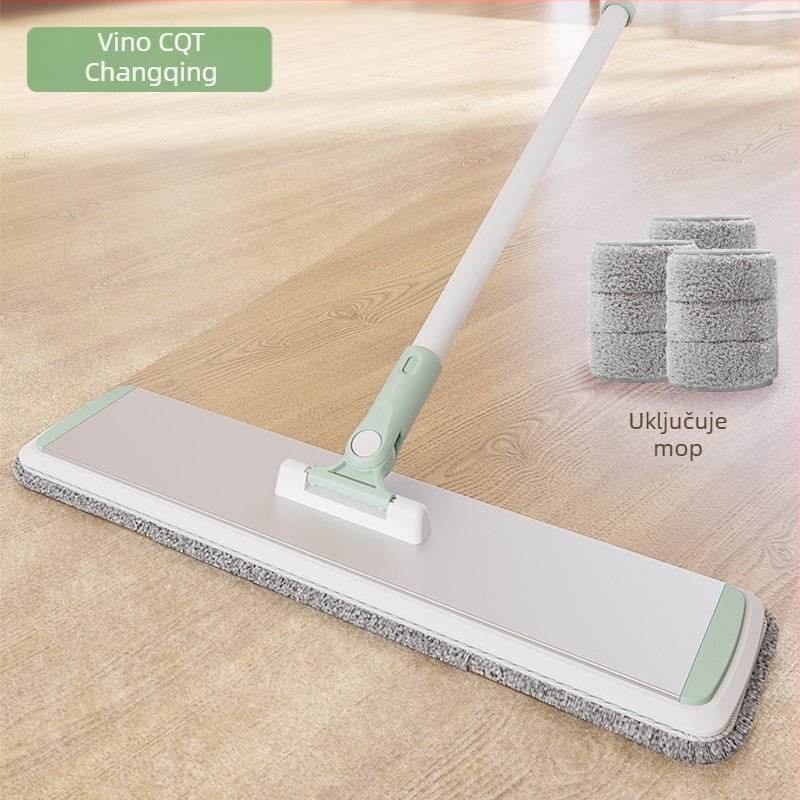 Ploški mop s teleskopskom ručkom od aluminijske legure, mikrovlakno, dvostruka uporaba mokro/suvo, nosivost iznad 10 kg