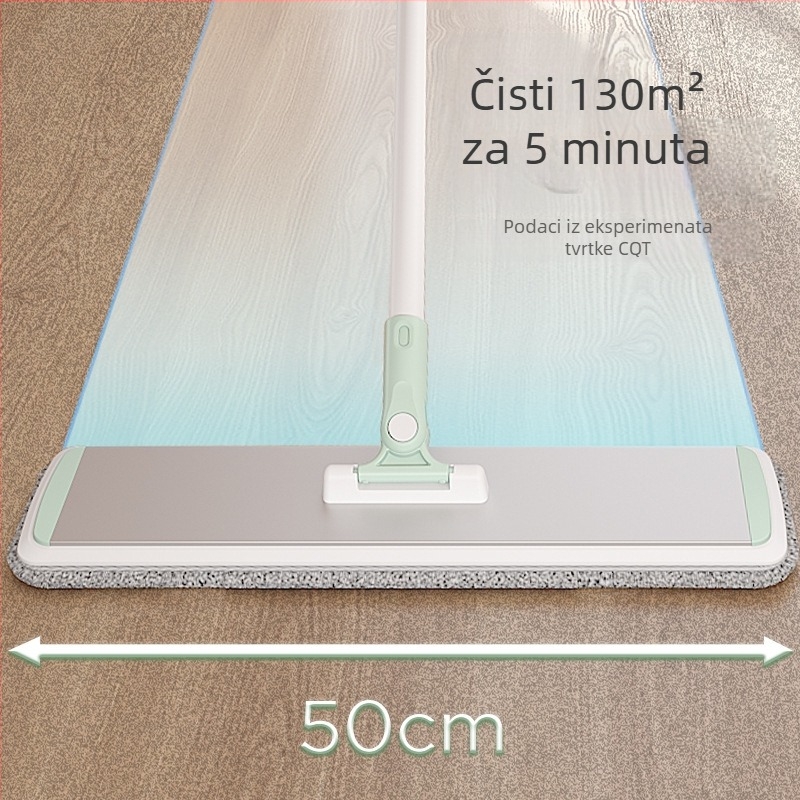 Ploški mop s teleskopskom ručkom od aluminijske legure, mikrovlakno, dvostruka uporaba mokro/suvo, nosivost iznad 10 kg