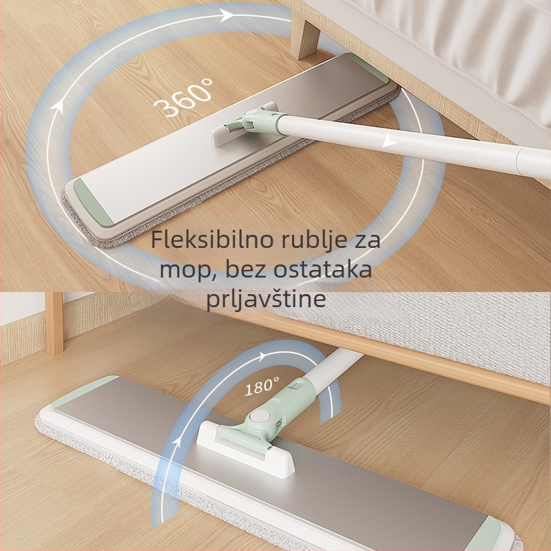 Ploški mop s teleskopskom ručkom od aluminijske legure, mikrovlakno, dvostruka uporaba mokro/suvo, nosivost iznad 10 kg