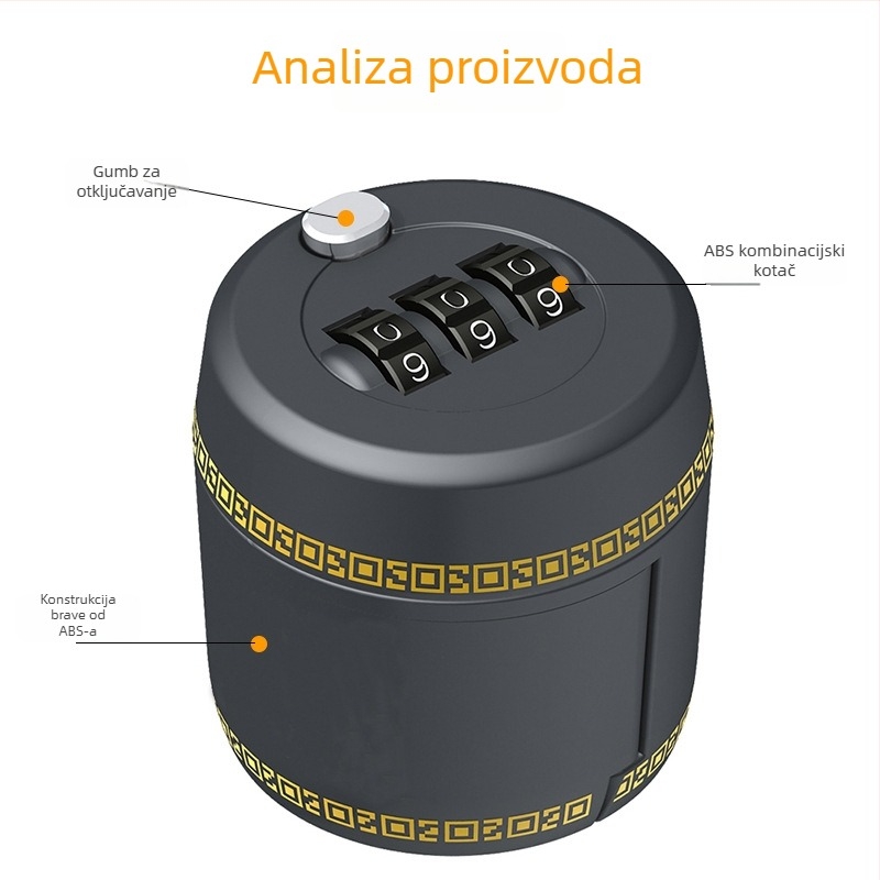 Brava za bocu vina - trojcifrena lozinka, ABS plastika, model Sw8314, za boce pića