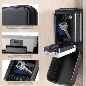 Pametna kutija za ključeve s šifrom, aluminijska legura, model G22_, Bluetooth za daljinsko otključavanje, vanjska vodootpornost, pogodna za hoteli i pansione