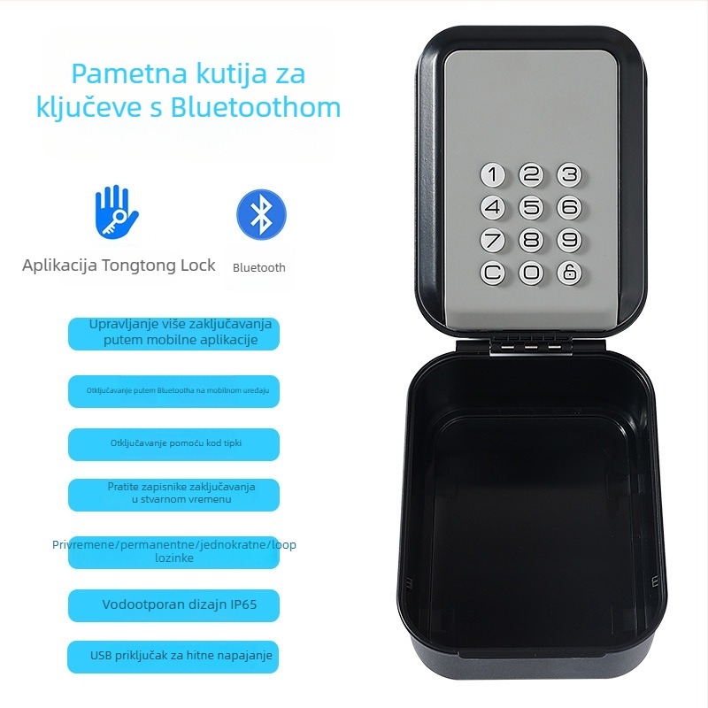 Pametna kutija za ključeve s šifrom, aluminijska legura, model G22_, Bluetooth za daljinsko otključavanje, vanjska vodootpornost, pogodna za hoteli i pansione