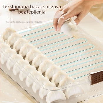 Kutija za skladištenje knedli — prehrambena kvaliteta, pogodno za zamrzavanje, prozirna, s poklopcem (plastika; moderan i minimalistički dizajn)