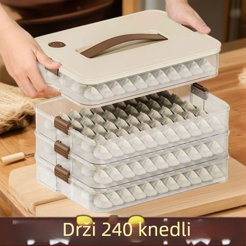Kutija za skladištenje knedli — prehrambena kvaliteta, pogodno za zamrzavanje, prozirna, s poklopcem (plastika; moderan i minimalistički dizajn)