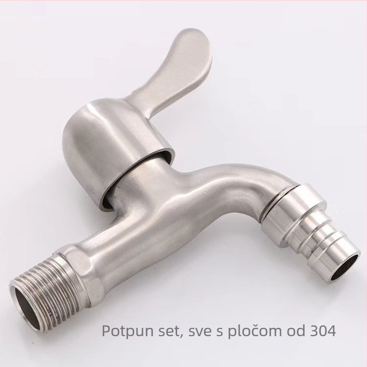 Kran za perilicu rublja od 304 nehrđajućeg čelika, model 304-5, zidni priključak, jednoručni upravljač, završna obrada: žičana tekstura