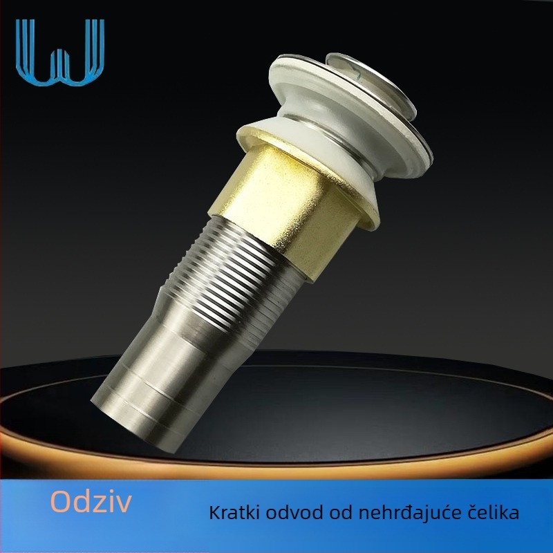 Nehrđajući čelik odvod za umivaonik s pop-up mehanizmom, model Short Bounce Drainer, marka Huixin, moderni minimalistički stil