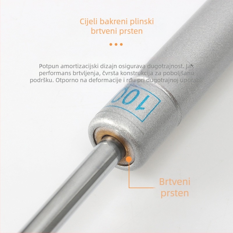 Pneumatska šipka s gumom glavom za ormare s preklopnim vratima, 100N, metal