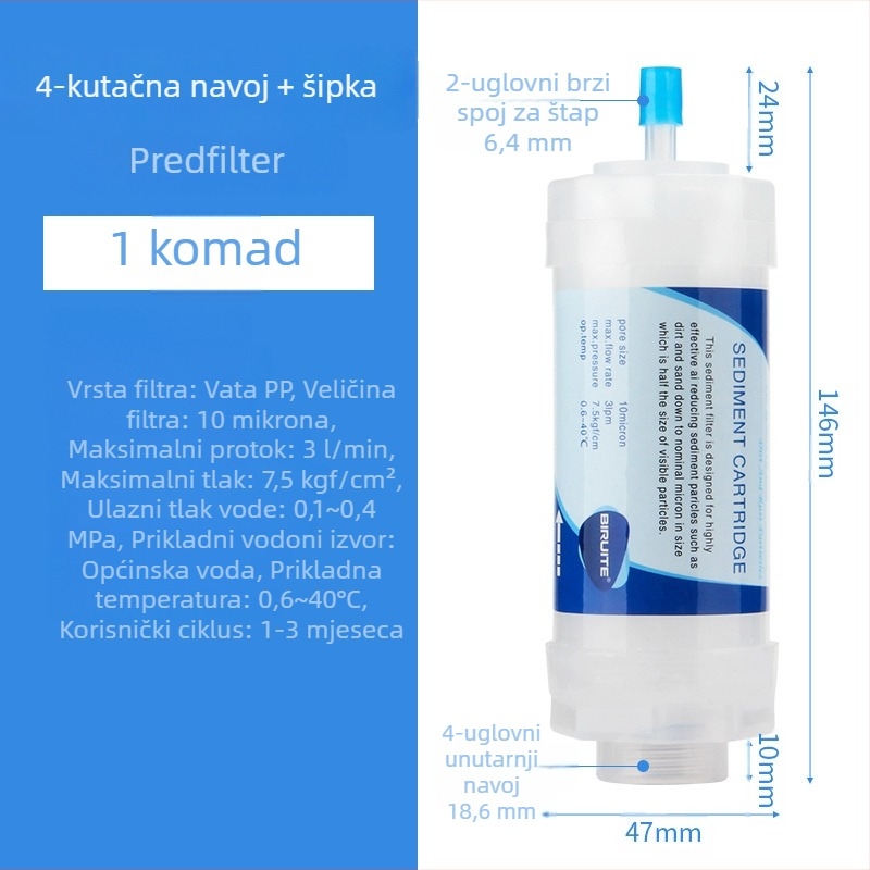 Filter element Briette – PP pamuk; za WC, perilicu, tuš i bojler; uklanja hrđu i sediment