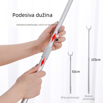 Teleskopka vilica za odjeću za kućnu upotrebu — sušilni štap od PP i svemirijskog aluminija, za balkon