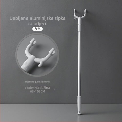 Teleskopka vilica za odjeću za kućnu upotrebu — sušilni štap od PP i svemirijskog aluminija, za balkon