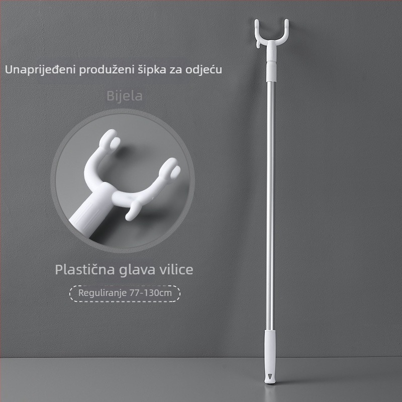 Teleskopka vilica za odjeću za kućnu upotrebu — sušilni štap od PP i svemirijskog aluminija, za balkon