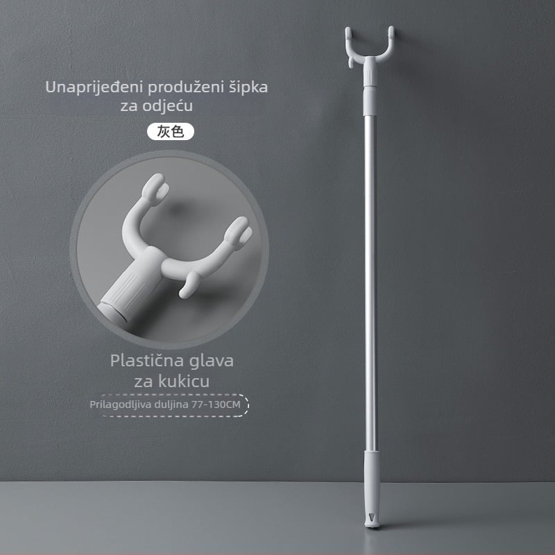 Teleskopka vilica za odjeću za kućnu upotrebu — sušilni štap od PP i svemirijskog aluminija, za balkon