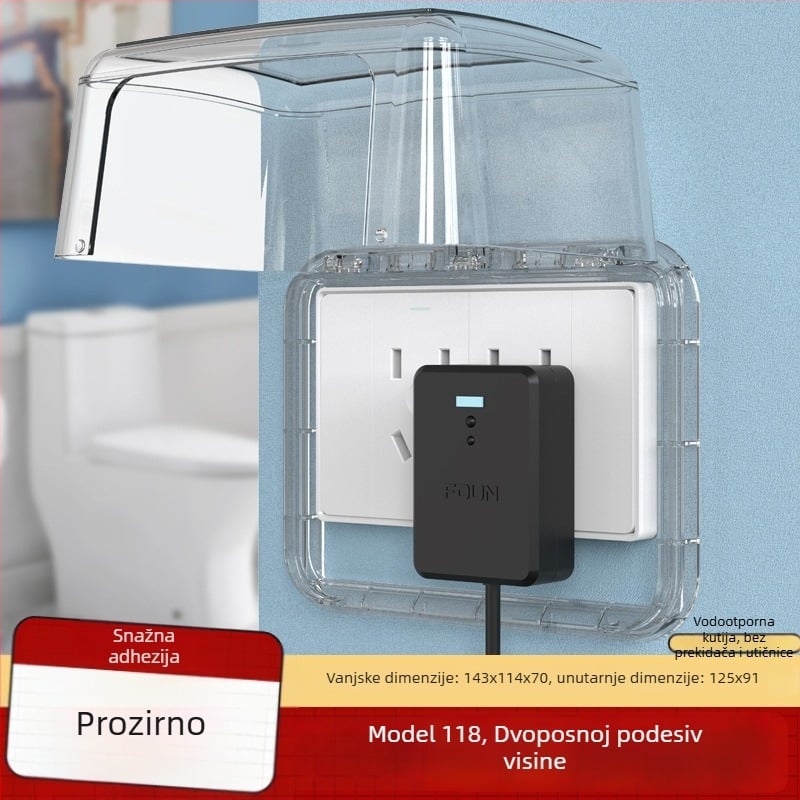 FDUN 118-tip univerzalni dvodjelni vodootporni poklop utičnice za prekidač, kutija protiv prskanja za pametnu WC i bojler