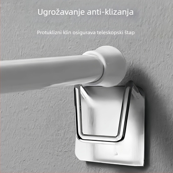 Metalni teleskopski zidni nosač za šipku zavjese, bez bušenja, ljepilo za sušenje rublja na balkonu