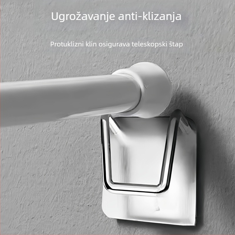 Metalni teleskopski zidni nosač za šipku zavjese, bez bušenja, ljepilo za sušenje rublja na balkonu