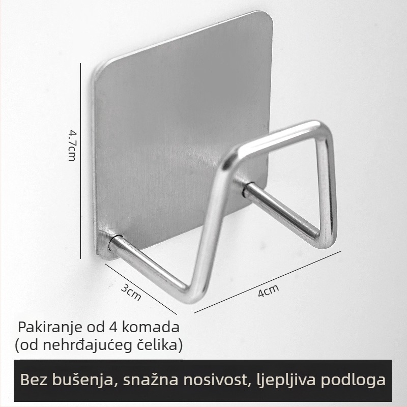 Metalni teleskopski zidni nosač za šipku zavjese, bez bušenja, ljepilo za sušenje rublja na balkonu
