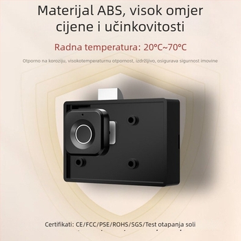 Elektronički zaključavanje s otiskom prsta i lozinkom za ladice i ormare, model 138-1AP; pohranjeno 10 otisaka; više od 100k otključavanja; skeniranje 0,1 s; radna temperatura -20…70°C; pogodna za ladice, ormariće, arhive i seife