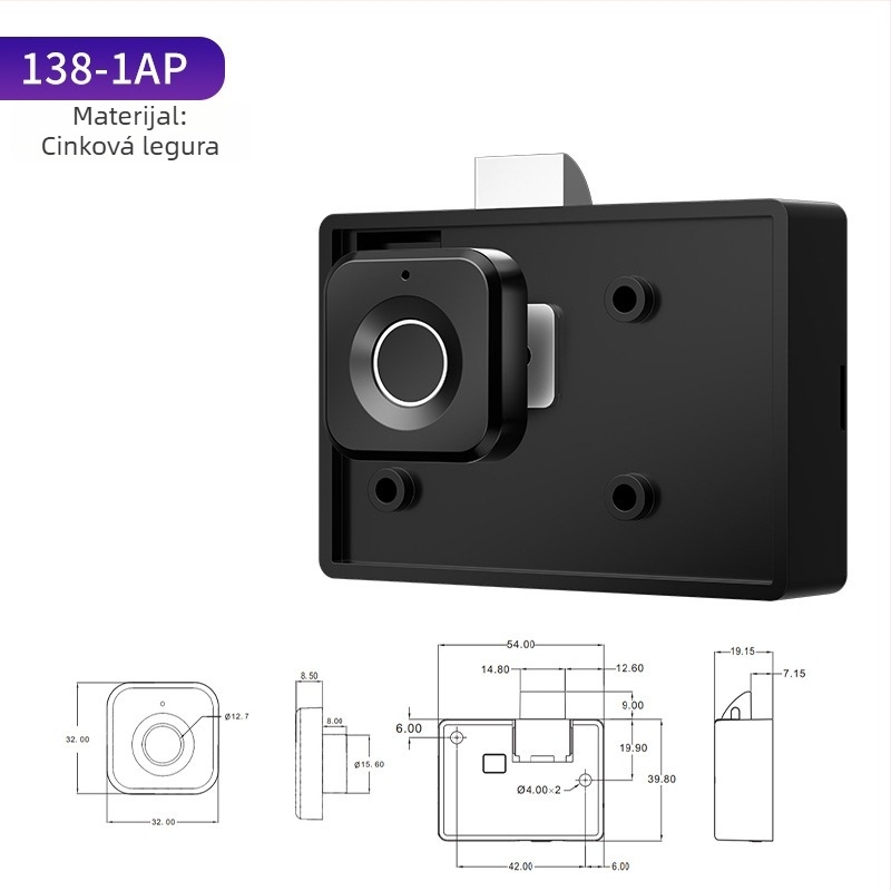 Elektronički zaključavanje s otiskom prsta i lozinkom za ladice i ormare, model 138-1AP; pohranjeno 10 otisaka; više od 100k otključavanja; skeniranje 0,1 s; radna temperatura -20…70°C; pogodna za ladice, ormariće, arhive i seife