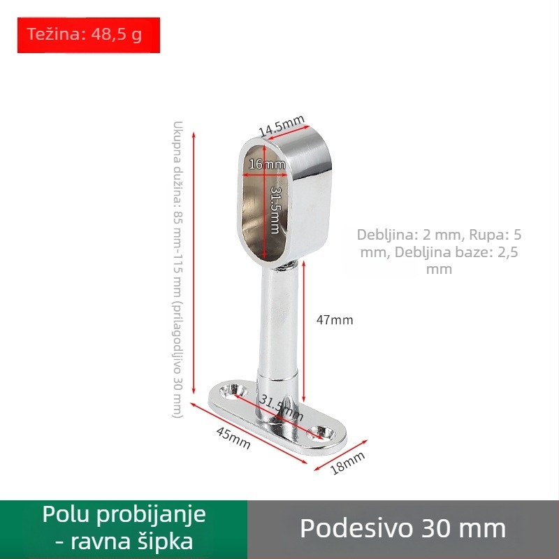 Držač za odjeću, gornja montaža, invertibilni prilagodljivi | Cinkov spoj | PAWIS 2049/2050 | Elektroplating | Moderan stil