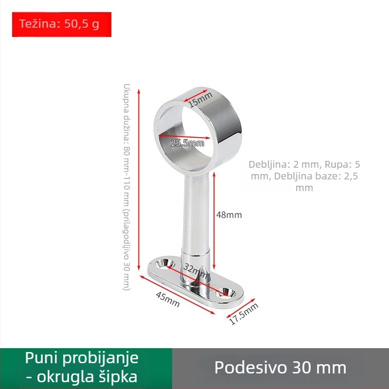 Držač za odjeću, gornja montaža, invertibilni prilagodljivi | Cinkov spoj | PAWIS 2049/2050 | Elektroplating | Moderan stil