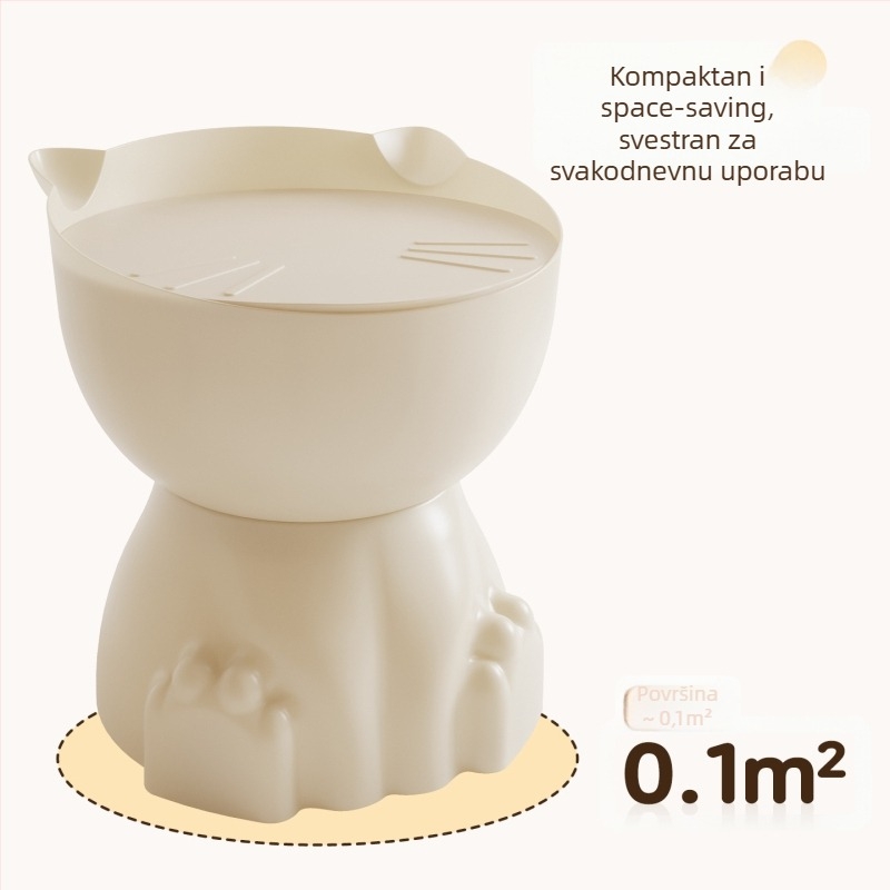 Noćni ormarić u obliku mačje šape, plastični vrh, zaobljene ivice, prostor za pohranu, potpuno sastavljen