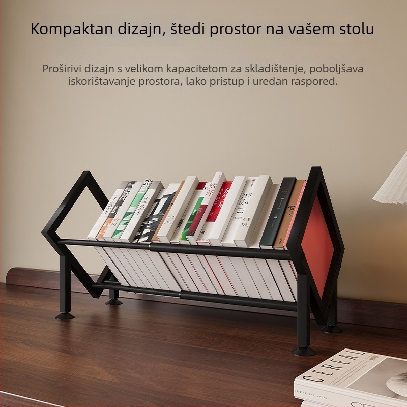 Stolni poliči za knjige s podesivom pregradom, pregrada u jednom redu, model W760, izrađena od željeza, jednostavan i moderan stil