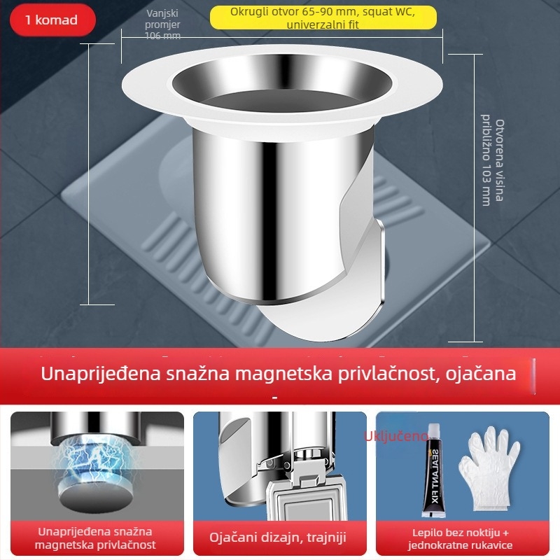 Uređaj za blokiranje mirisa za squat WC – ABS, bez spremnika vode, bez barijere vode, bez sifona, modernistički stil