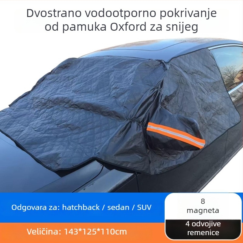 Auto snježni štit za zimu – debela aluminijska folija; ugradnja kopčom; pogodno za opće modele; prednji dio; jednostavan stil