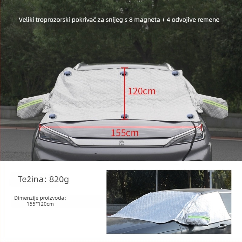 Auto snježni štit za zimu – debela aluminijska folija; ugradnja kopčom; pogodno za opće modele; prednji dio; jednostavan stil