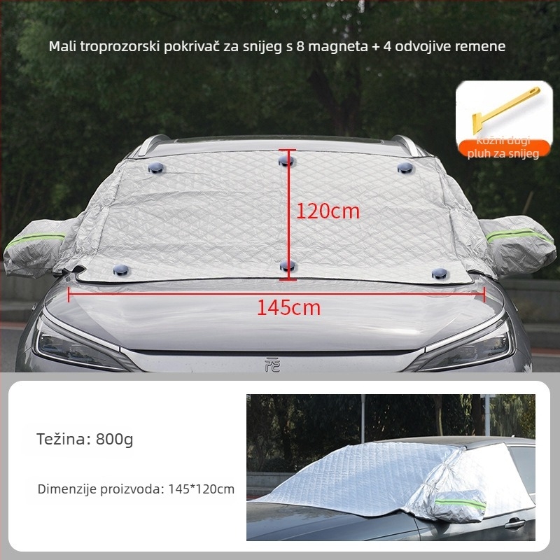 Auto snježni štit za zimu – debela aluminijska folija; ugradnja kopčom; pogodno za opće modele; prednji dio; jednostavan stil