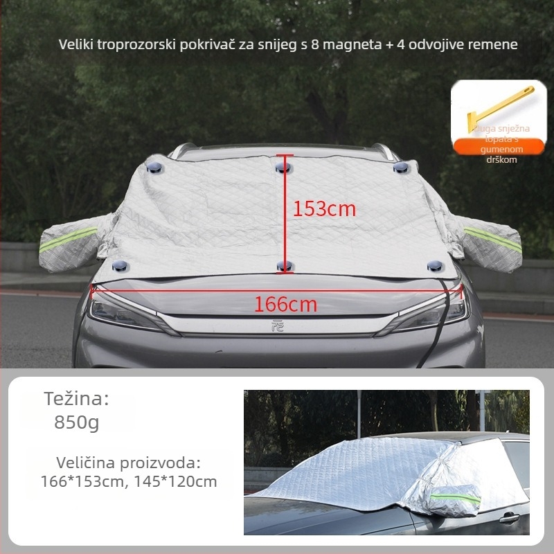 Auto snježni štit za zimu – debela aluminijska folija; ugradnja kopčom; pogodno za opće modele; prednji dio; jednostavan stil