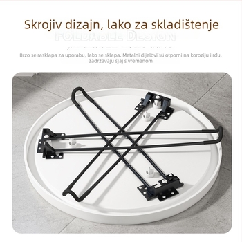 Sklopivi okrugli plastični bočni stol s okvirom od nehrđajućeg čelika, prilagodljiv.