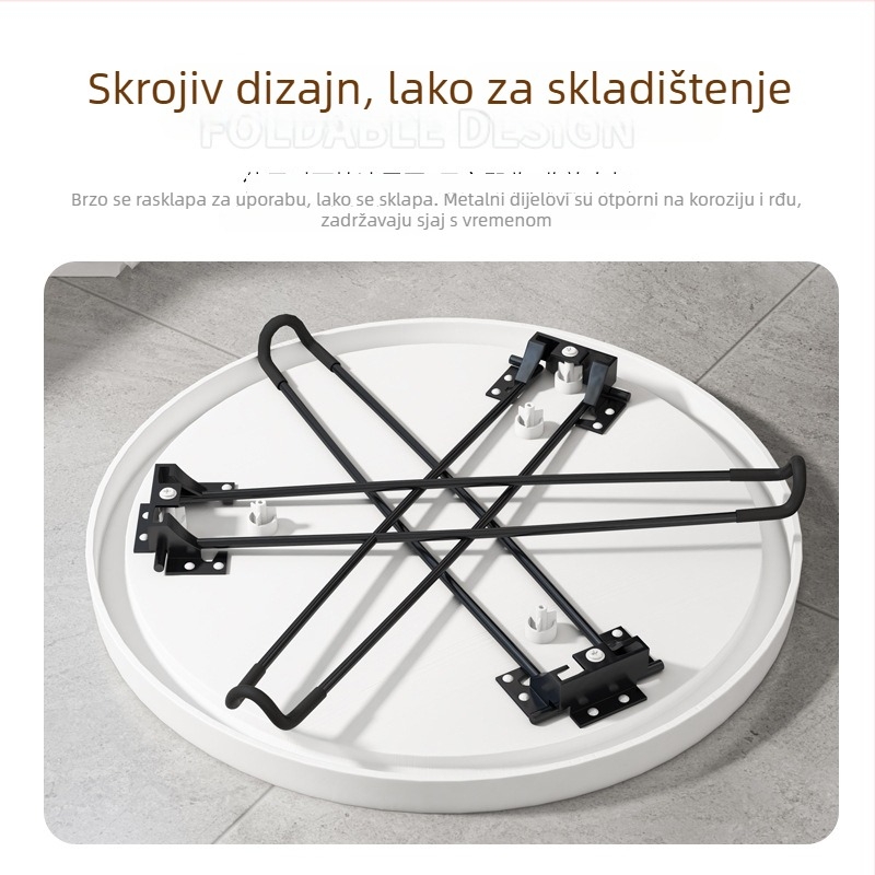 Sklopivi okrugli plastični bočni stol s okvirom od nehrđajućeg čelika, prilagodljiv.