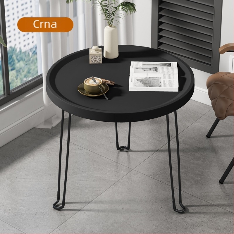 Sklopivi okrugli plastični bočni stol s okvirom od nehrđajućeg čelika, prilagodljiv.