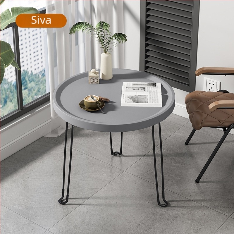 Sklopivi okrugli plastični bočni stol s okvirom od nehrđajućeg čelika, prilagodljiv.