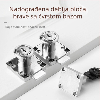 Skriveni mehanizam za zaključavanje ormarića i ladice, bez bušenja, materijal legura, paket od 2 komada, za vrata ormarića